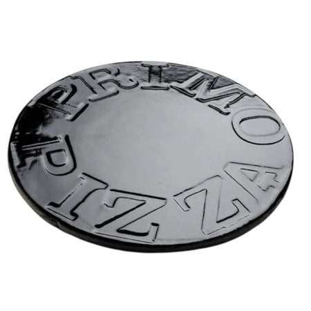 The Primo Ceramic Grills Glazed Ceramic 13" Pizza & Baking Stone on a white background, viewed from a slight angle