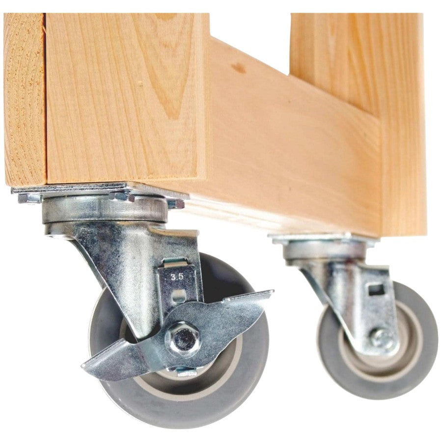 A Closed up view of Primo Ceramic Grills  Cypress Countertop Grill Table's Wheel