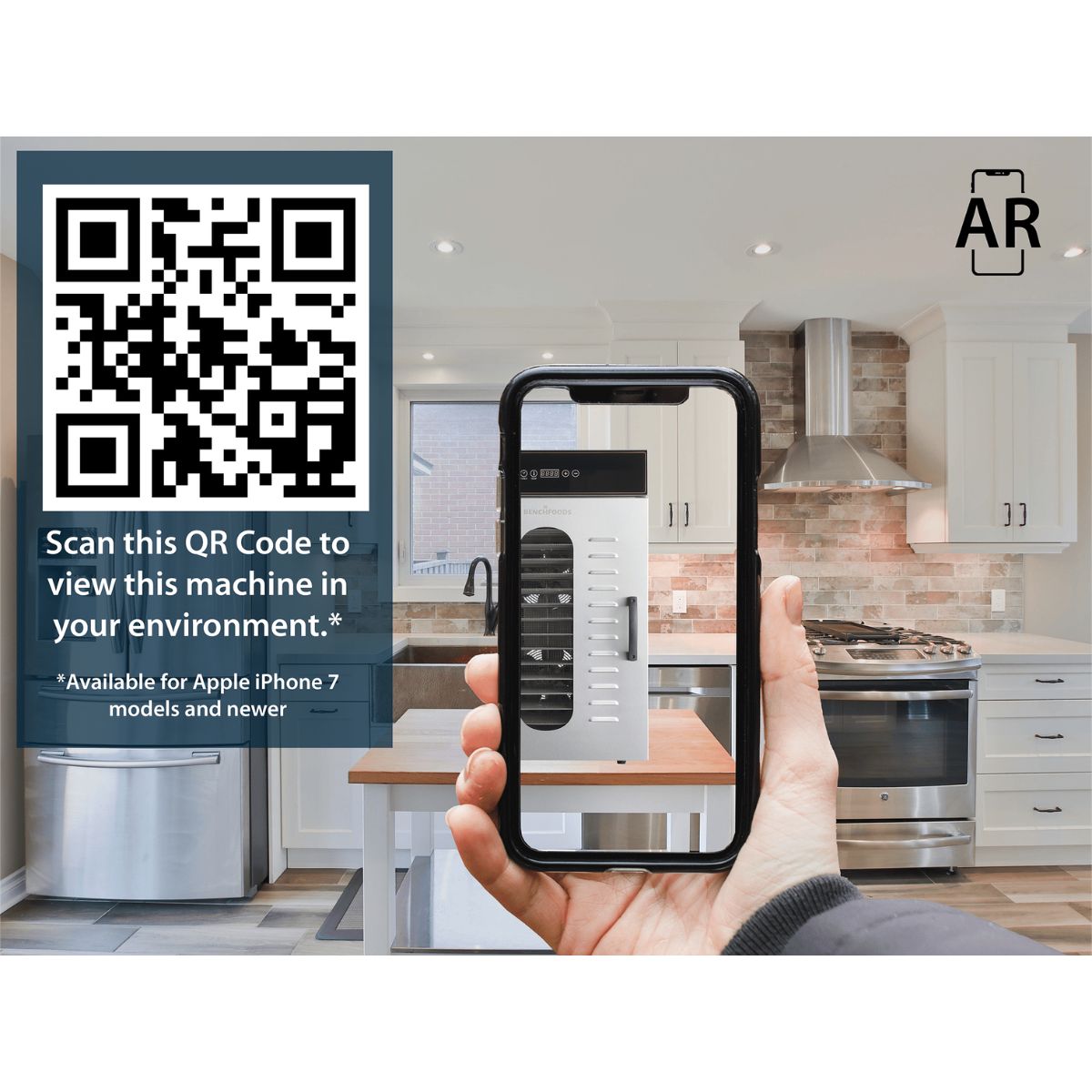 QR code to view the BenchFoods 16CUDG 16-Tray Commercial Dehydrator in your space using Augmented Reality (AR)