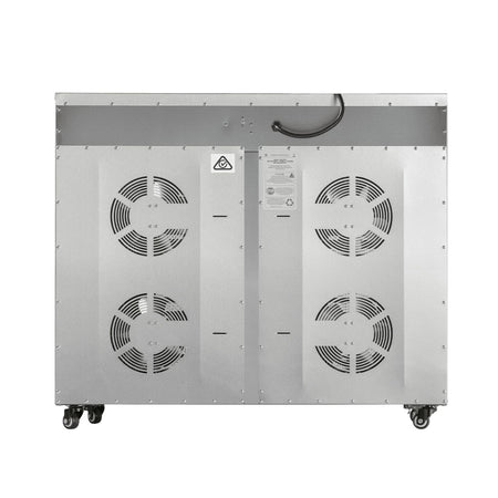 BenchFoods 32HCUDG biltong bundle horizontal commercial dehydrator rear view showing exhaust fan vents
