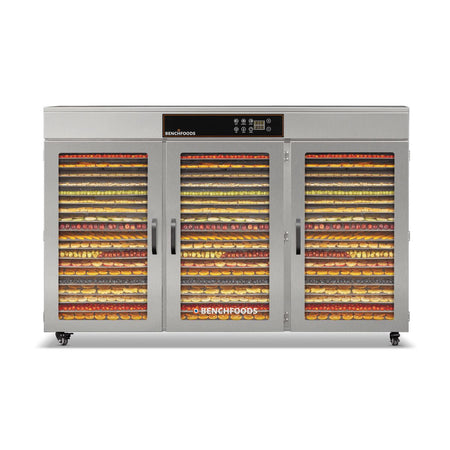 BenchFoods 60CUDG Biltong Bundle dehydrator front view with dehydrated fruit trays loaded