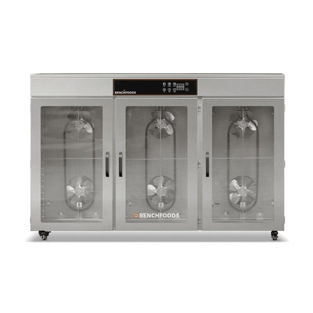 BenchFoods 60CUDG Biltong Bundle dehydrator front view showing internal fans through glass doors