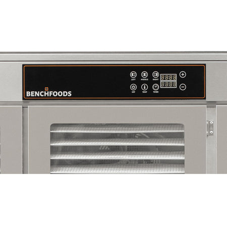 Close-up of the BenchFoods 60CUDG Biltong Bundle digital control panel with zone, temperature, and timer settings