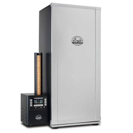 Bradley Digital 6-Rack Electric Smoker angled front view showing digital controls