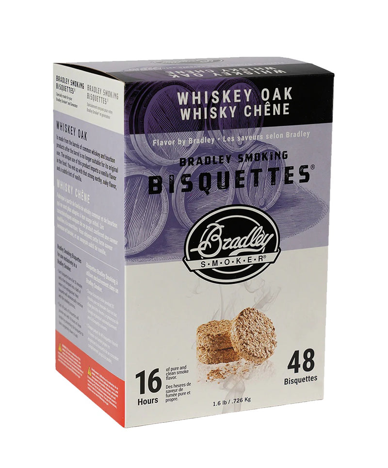 Bradley Smoker Whiskey Oak Wood Bisquettes box – 48 pack