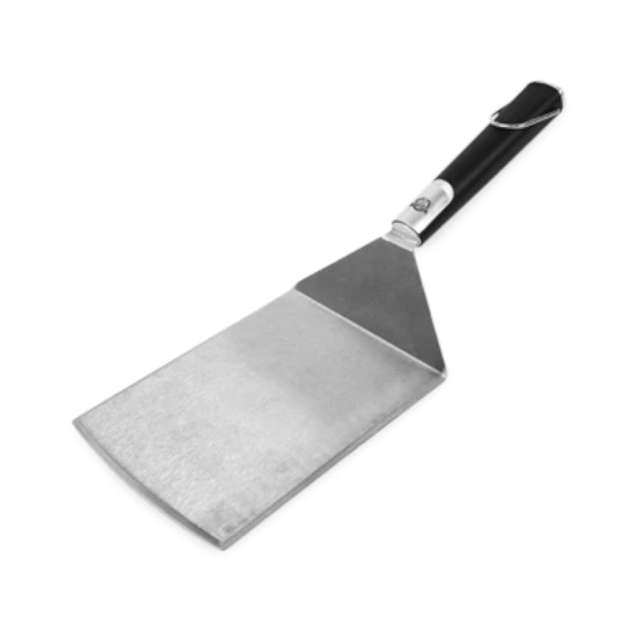 Pit Boss Grills Soft Touch Big Head Spatula, featuring a wide stainless steel blade and a black soft-touch handle, shown head-on
