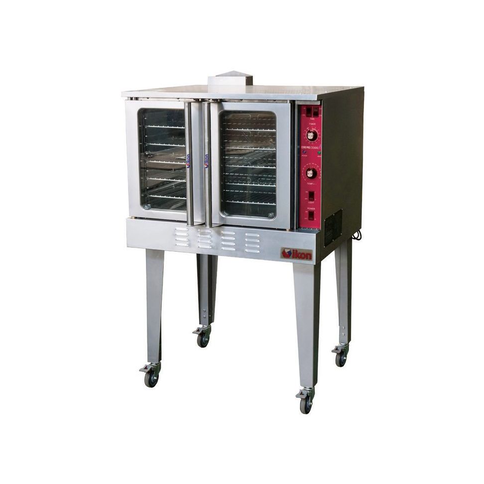 Ikon IGCO full-size stainless steel gas convection oven with dual glass window doors on casters