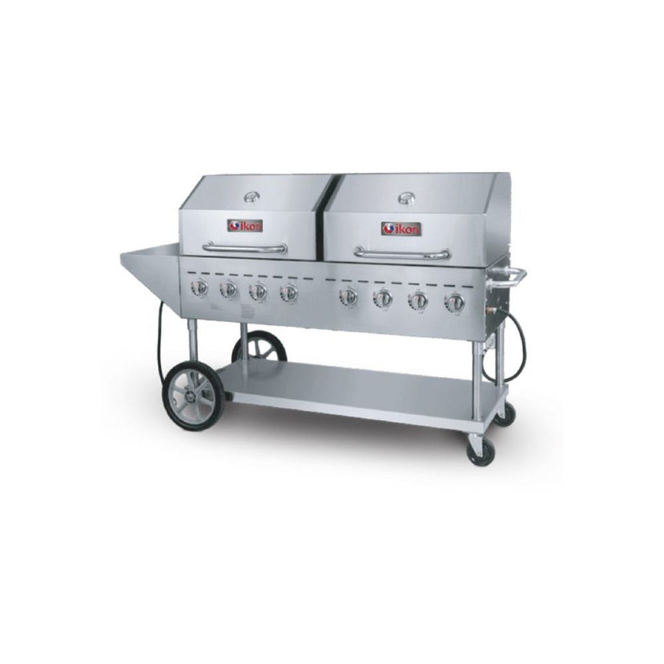 Ikon IRBQ-60 8-burner full stainless steel commercial outdoor gas grill on wheeled base