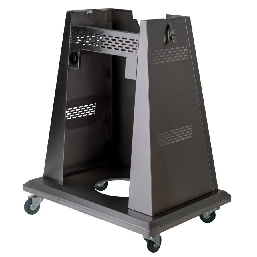 Jackson Grills VERSA 100 pedestal cart with open rear panel and cut-out for propane tank access

