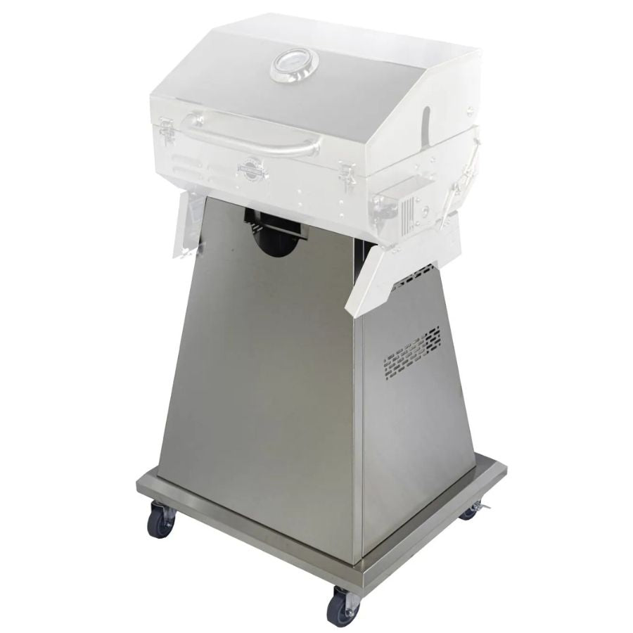Jackson Grills VERSA 100 pedestal cart with transparent overlay of compatible grill