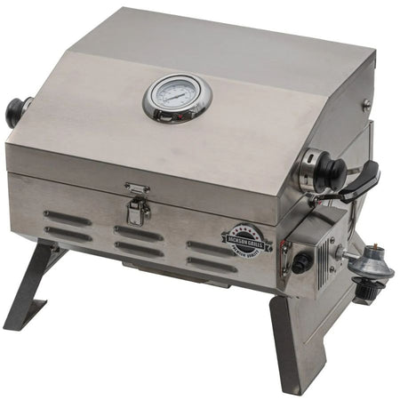 Angled front-right view of Jackson Grills VERSA 75 showing control knob and regulator

