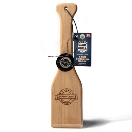 Front view of Jackson Grills wood scraper made from solid Canadian cedar