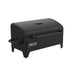 Side-angle view of the Louisiana Grills 300 Black Label Portable Wood Pellet Grill highlighting its sturdy construction, handle, and digital interface for easy operation.