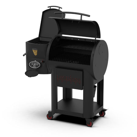 Close-up of the Louisiana Grills Founders Series Premier 800 Pellet Grill cooking grates, showing ample space for grilling and smoking.