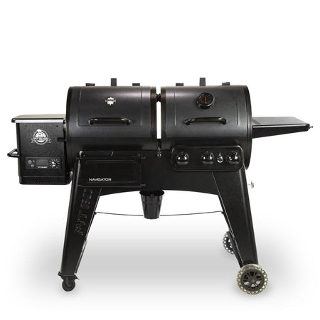 Pit Boss 1230G Navigator Series Pellet and Gas Combo Grill – front view with lids closed