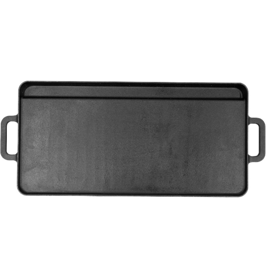 The bottom side of the Pit Boss 14" x 28" Cast Iron Griddle, showing the grill grate design