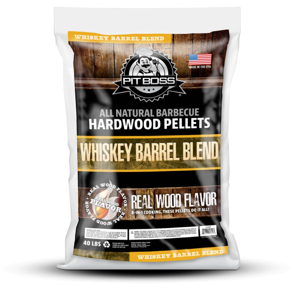 Pit Boss 40 lb Whiskey Blend hardwood grilling pellets bag