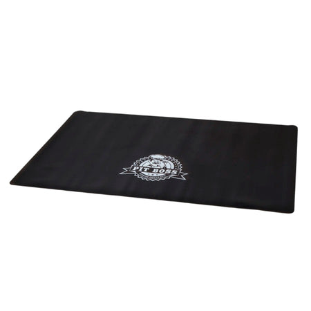 Pit Boss BBQ Mat, a large black mat with the red Pit Boss logo, measuring 24" x 52"