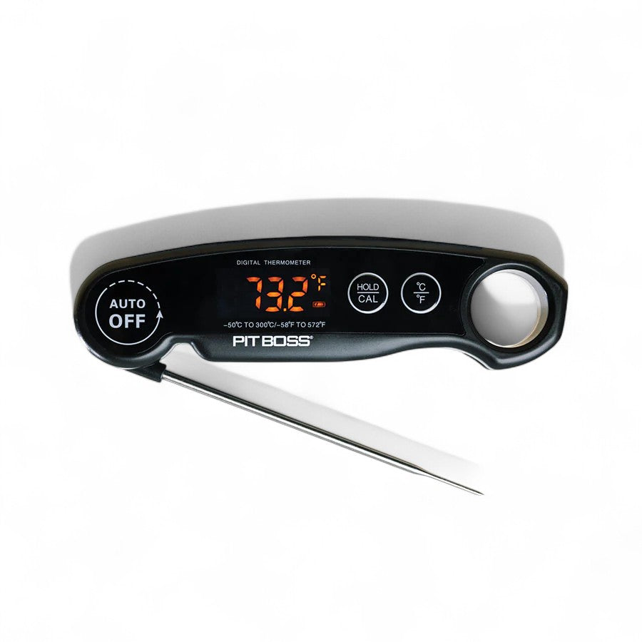 Pit Boss digital meat thermometer with a long silver probe