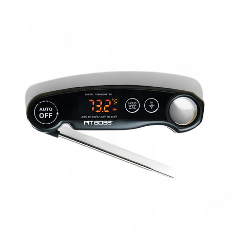 Pit Boss digital meat thermometer with a long silver probe