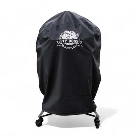 Pit Boss K24 Charcoal Grill Cover, a dark grey cover specifically designed for ceramic kamado grills