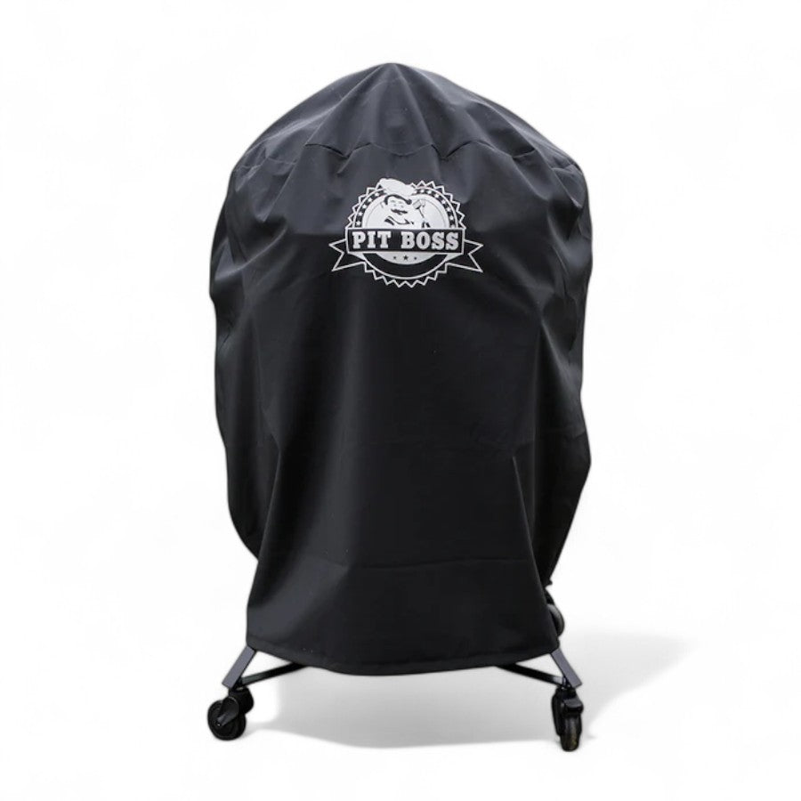 Pit Boss K24 Charcoal Grill Cover, a dark grey cover specifically designed for ceramic kamado grills