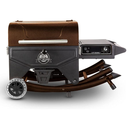 Pit Boss Mahogany 260 Portable Wood Pellet Grill folded for storage or transport