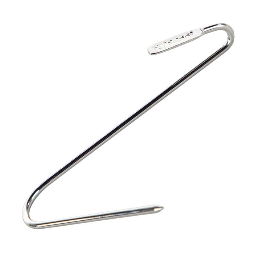 A close-up of Pit Boss 6-inch meat hooks, showing their sharp points and sturdy construction
