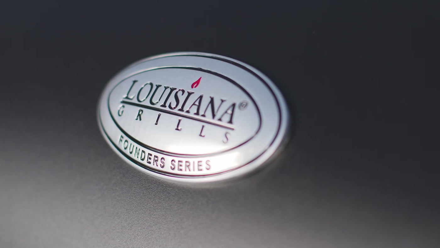 Louisiana Grills Founders Series Premier video highlighting a high-end wood pellet grill with stainless steel construction, advanced digital controls, and versatile cooking options. Showcasing features for smoking, searing, and grilling with wood-fired flavor and precision temperature control.