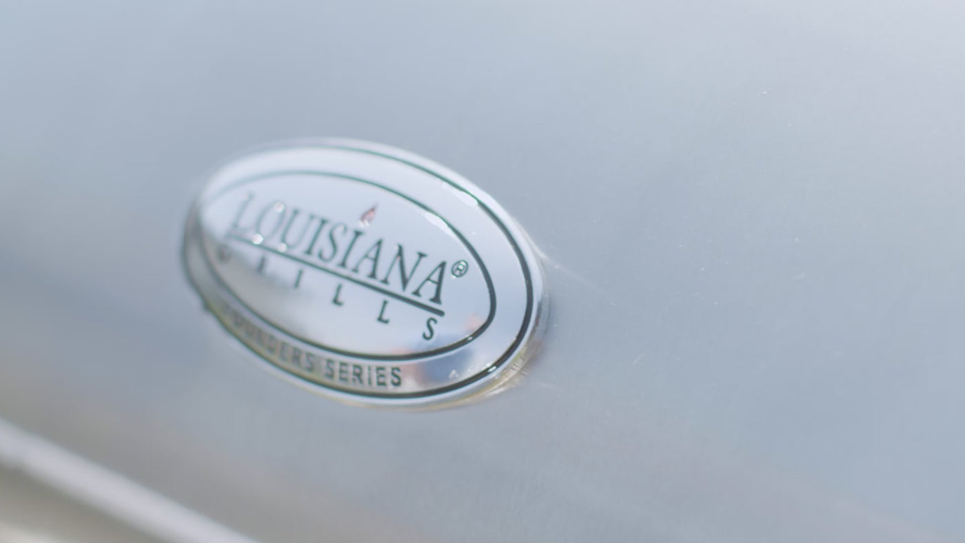 Louisiana Grills Founders Series Legacy video highlighting a premium wood pellet grill with stainless steel construction, precise temperature control, and advanced grilling technology. Showcasing versatile cooking capabilities for smoking, searing, and grilling with rich wood-fired flavor.