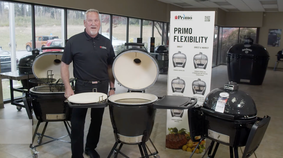 Video overview of the Primo Round Kamado grill features and versatility