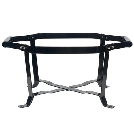 The Primo Ceramic Grills GO Cradle shown from a front angle, displaying its sturdy metal frame designed to hold a ceramic grill