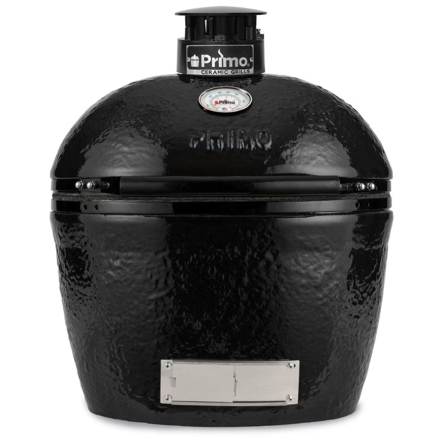 Front view of the Primo Oval Large Kamado Ceramic Charcoal Grill