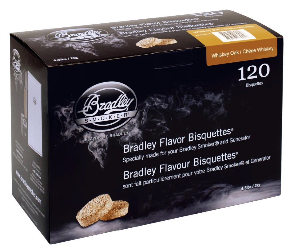 Bradley Smoker Whiskey Oak Wood Bisquettes box – 120 pack